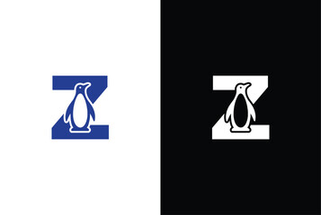 Letter Z logo illustration combining penguin. letter Z penguin logo elegant, unique, modern, sharp and easy to apply in any media.