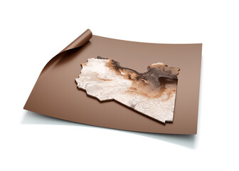 Map Of Libya Old Style Brown On Unrolled Map Paper Sheet On White Background 3d Illustration