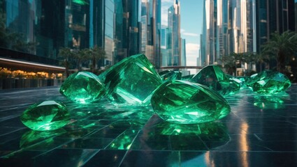 "Emerald Elegance: A Futuristic Fluid Dream"
