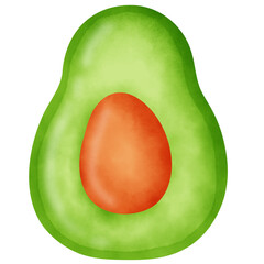 Artistic Watercolor Avocado Clipart - Fresh Digital Fruit Illustrations