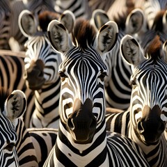 close up portrait Zebras looking into camera, Funny and adorable animals