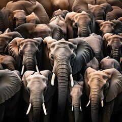 multiple elephant packed together