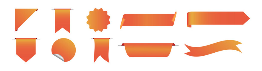Red orange gradient tag banner label ribbon vector price bookmark note background discount. Exclusive red tag sticker.