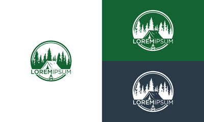 collection of vintage camping logo design vector