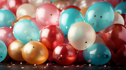 Beautiful multicolored festive balloons for a birthday party or Valentine's day background