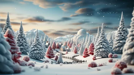 Fotobehang Christmas New Year festive beautiful winter snow-covered trees Christmas trees, background © Aliaksandra