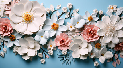 Bright beautiful creative flowers on a light background