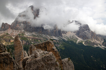 Tofana di Rozes (3225m) in the Dolomites, view from Cinque Torri, Italy, Europe