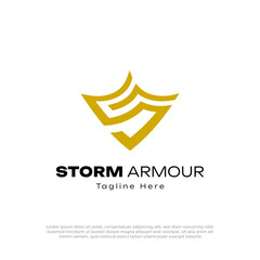 Storm Armour shield logo vector design template