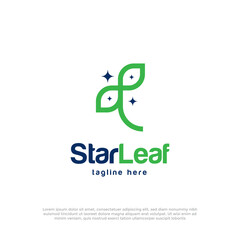 Stars leaf logo design vector template