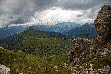 Fototapeta na wymiar Majestic view from the Monte Nuvolau in Italian Dolomites.