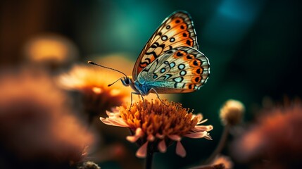 Vivid Wings: Exploring the Captivating World of Colorful Butterflies in Nature's Garde, generative AI