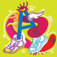 Abstract character that define humans, in different shape and activity.