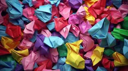 Crumpled colorful paper notes with gender symbols.