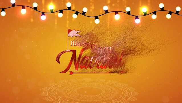 Motion graphic shot of Ram Navami - Indian festival  company greetings  lighted background. Illustration shot of Ram Navami - colored background  social media post  Designs  template
