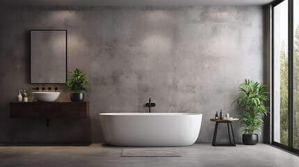 modern bathroom interior with wall