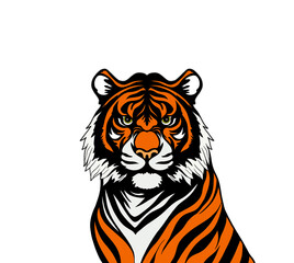 tiger cartoon, Colorful tiger with splashes of colorful paint, Animal head, portrait art  Colorful abstract oil acrylic painting of colorful tiger