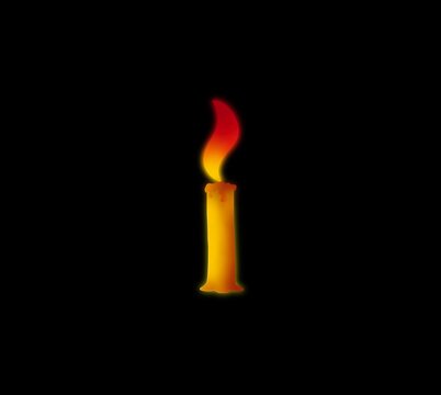 Animation frames concept in the flat cartoon style on black background, candle light at night moving from side to side due to the wind, The flame of a candle in the dark, moving from a draft