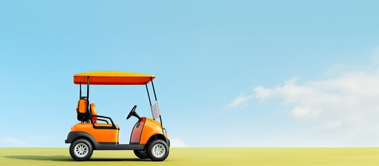 Obraz na płótnie Canvas Bright orange recreational cart for golf With copyspace for text