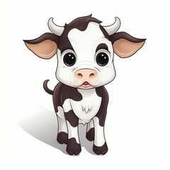 Cute Big-Eyed Cow Cartoon Character Vector
