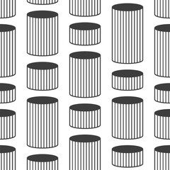 Striped cylinders seamless. Stylish pattern design. Geometric shapes pattern. Vector seamless geometric black and white background.