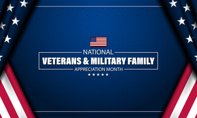 Happy National Veterans And Military Family Appreciation Month Is November. Background Vector Illustration