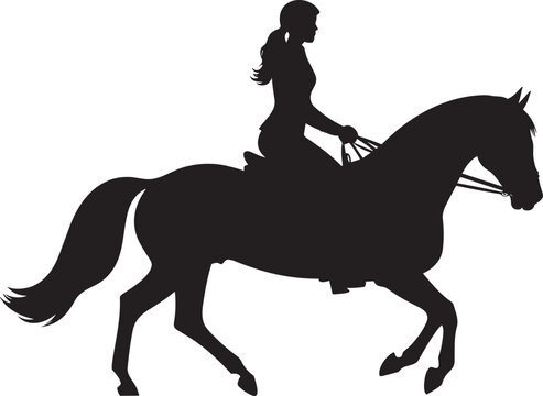 silhouette of a beautiful woman riding horse vector