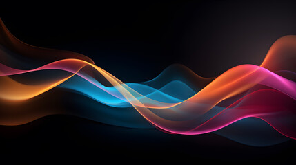 Colorful abstract wave painting on black background