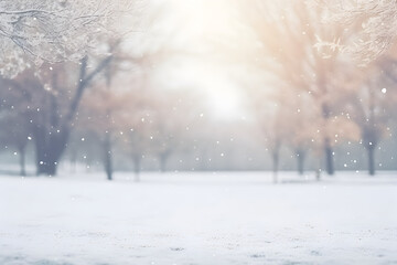 Snowdrops on blurred winter background