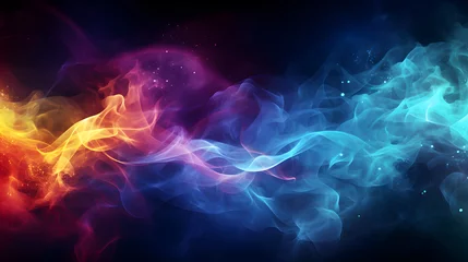 Fotobehang Colorful abstract smoke painting on black background © May Thawtar
