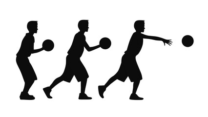 Vector illustration of basketball player passing,skill,collection isolated on white background