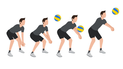 Flat design ilustration of man doing volley ball fos exercise,volley ball ilustration,education for childern