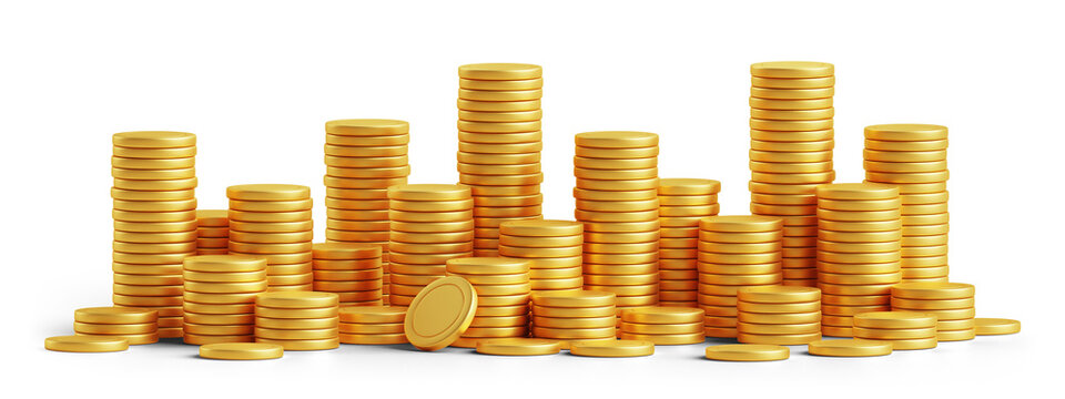 PNG gold 3d coin money isolated on transparent background currency finance.