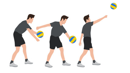Flat design ilustration of man doing volley ball fos exercise,volley ball ilustration,education for childern