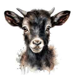 Cute Adorable Transparent Baby Goat Watercolor Png