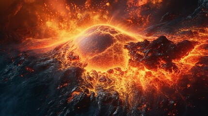 Formation planet Earth molten rock volcanic eruptions.Generative AI