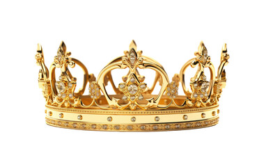 Stunning Image of Gold King Crown Isolated on Transparent Background PNG.