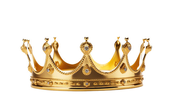 Shining Image of Gold Crown Isolated on Transparent Background PNG.
