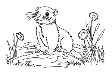 Groundhog Day February 2nd. Cute baby animal beaver.Groundhog day coloring book