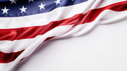 waving American flag on white background