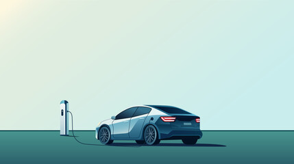 Electric EV car charging battery on background. Concept of protecting the environment, loving the earth, Save for the world. Ready to apply to your design. Vector illustration.