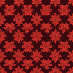 seamless pattern with red leaves
