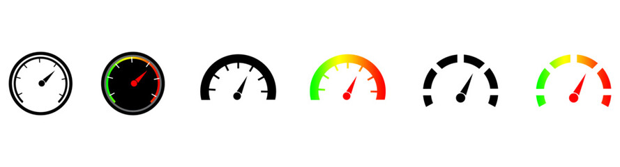 Line Speedometer Icons. vector isolated.