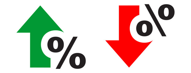 Percent arrow isolated icon in line style. Vector business concept.