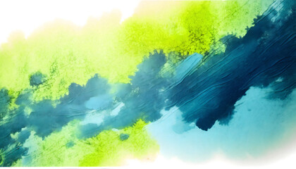 Fototapeta na wymiar Abstract watercolor paint of aerial top view landscape green forest and blue lake river in concept nature, environment.