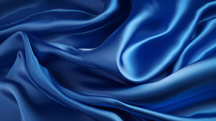 Obraz premium Royal blue silk satin background. Abstract background for luxury cloth or liquid wave or wavy folds. Beautiful soft wavy folds on shiny fabric. 