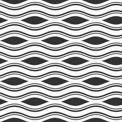 Wavy lines seamless vector pattern. Modern geometric seamless background. Simple flat style black and white background.