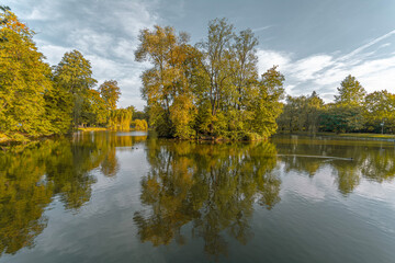 Fototapeta na wymiar City Park in Andrychow, Poland.