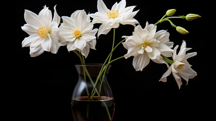 White flowers are in a vase