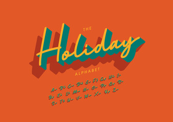 Vector of stylized modern font and alphabet